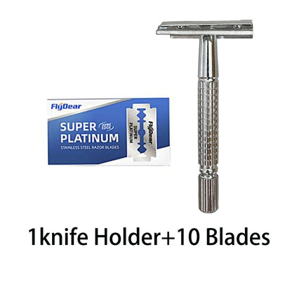 Stainless Steel Double Sided Men's Shaver with Sharp Replaceable Blades Classic Hair Removal Razor