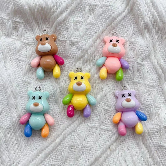 3D Resin Cartoon Bear Charms Set for DIY Jewelry Crafting