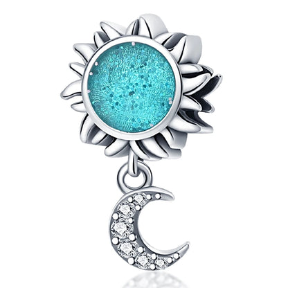 925 Sterling Silver Starry Sky Moon Earth Star Beads