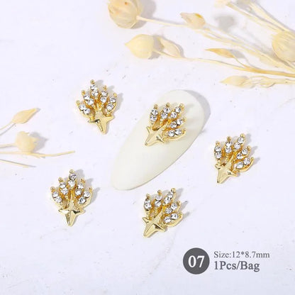 Elegant Gold Silver Metal Bowknot Nail Charm 3D Rhinestone Decor for DIY Manicure Art