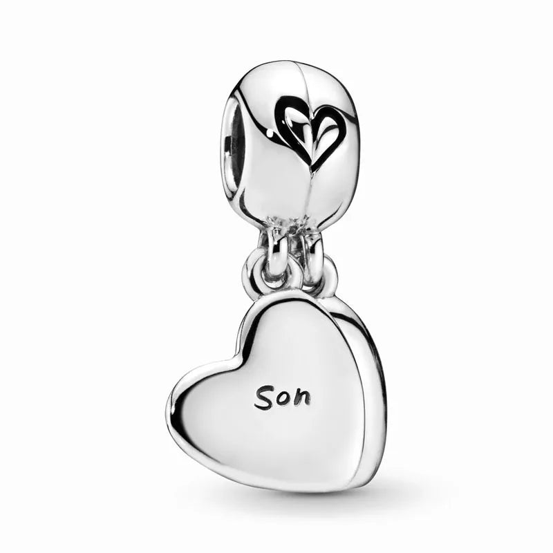 Spring Charms 925 Silver Football Mother Son Dog Pendant Bead Jewelry for European Bracelets and Necklaces