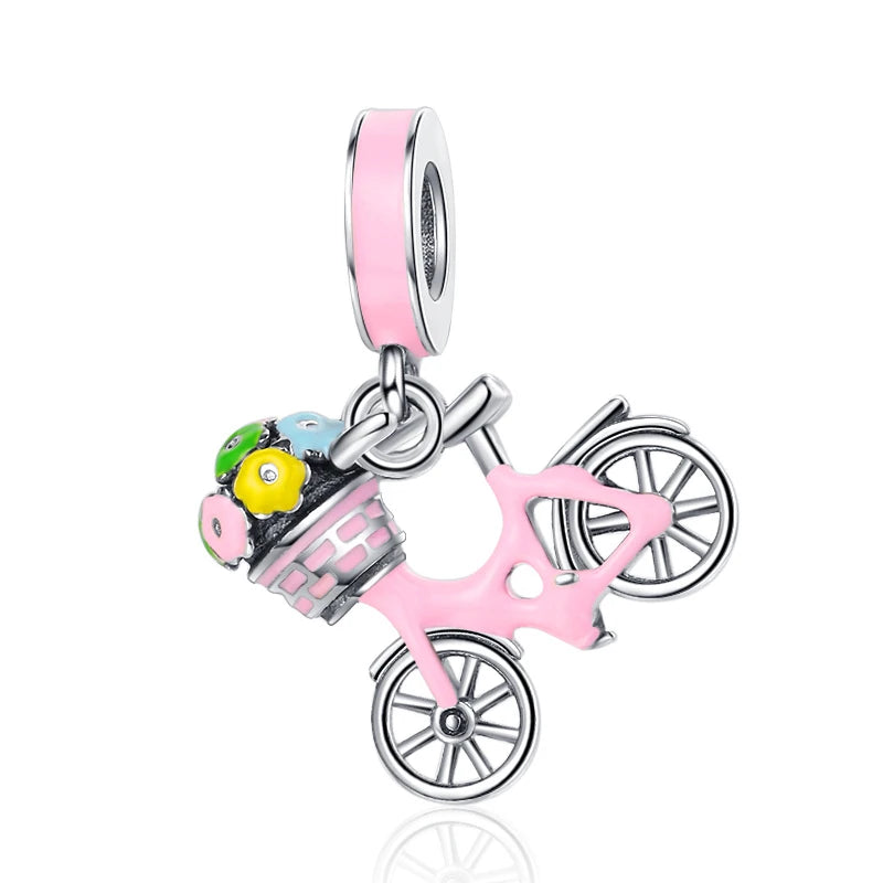 Hot Pink Murano Glass Charm Bead For 925 Bracelet Pendant