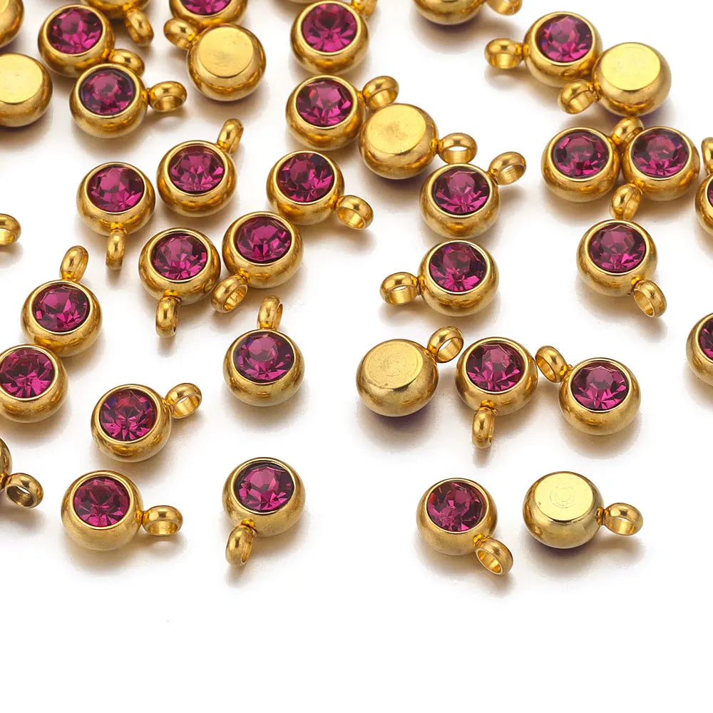 Colorful Crystal Stainless Steel Charms Set for DIY Jewelry Making