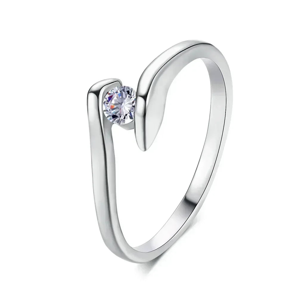 Elegant Rose Gold Zircon Crystal Ring for Women - Fashion Wedding Band Accessory