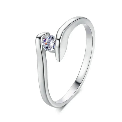 Elegant Rose Gold Zircon Crystal Ring for Women - Fashion Wedding Band Accessory