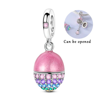 925 Sterling Silver Love Starry Sky Cat Paw Charms Beads