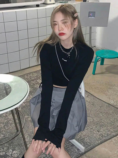 Sexy Crop Long Sleeve Bandage Top Harajuku Ulzzang Women
