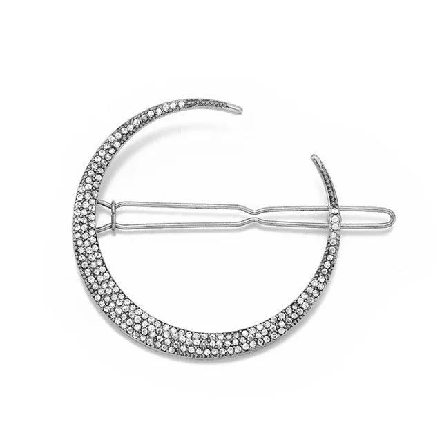 Vintage Moon and Star Rhinestone Hairpin for Women Bridal Accessories