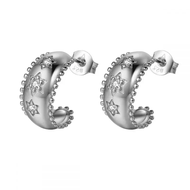 Crmya Gold Plated Women's Earrings Set with Vintage CZ Zircon Drop and Stud Hoops