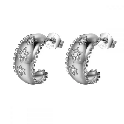 Crmya Gold Plated Women's Earrings Set with Vintage CZ Zircon Drop and Stud Hoops