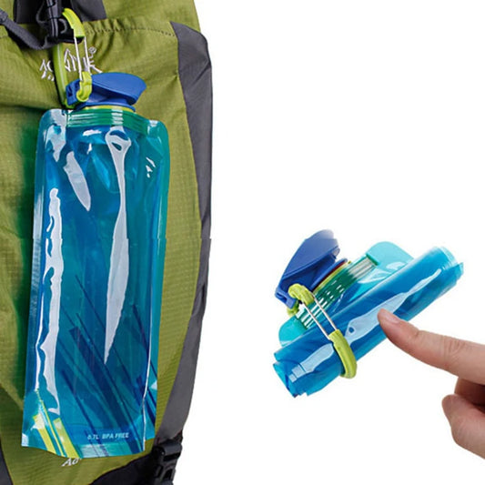 Foldable Reusable Travel Water Bottle With Carabiner