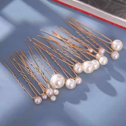 Elegant Gold Pearl Hairpin Set for Hanfu Costume Styling - 18 Piece Silver Gold-Plated Collection