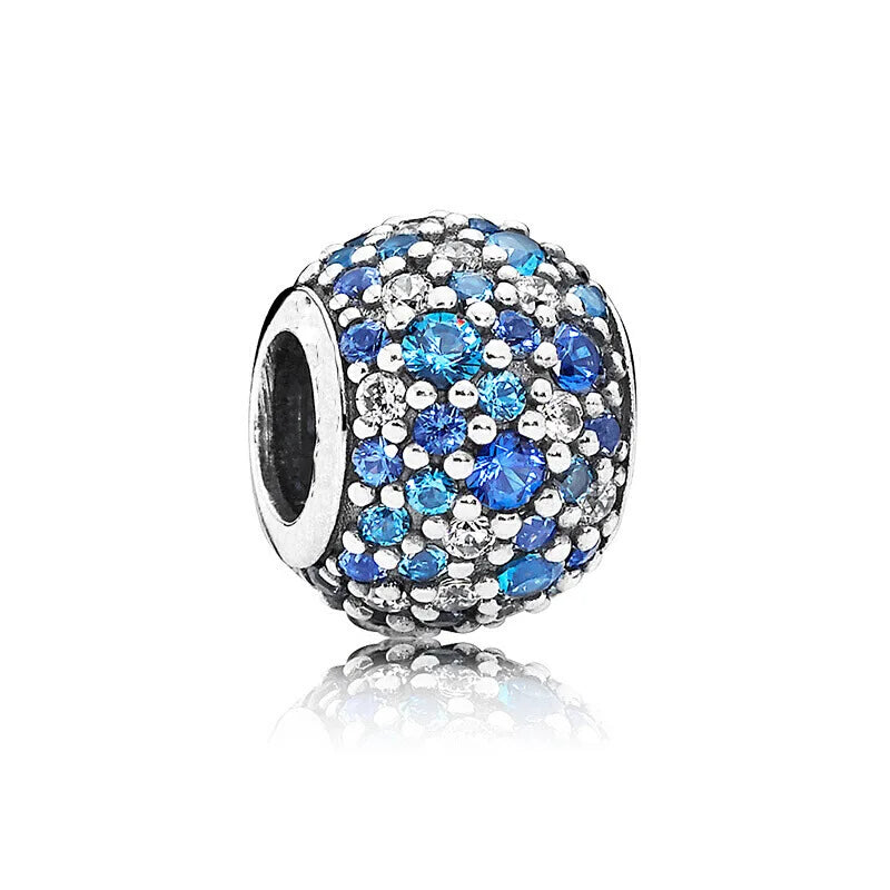 European Zircon Charm Beads 925 Silver Pendant Necklace for Women Gift P183-lan