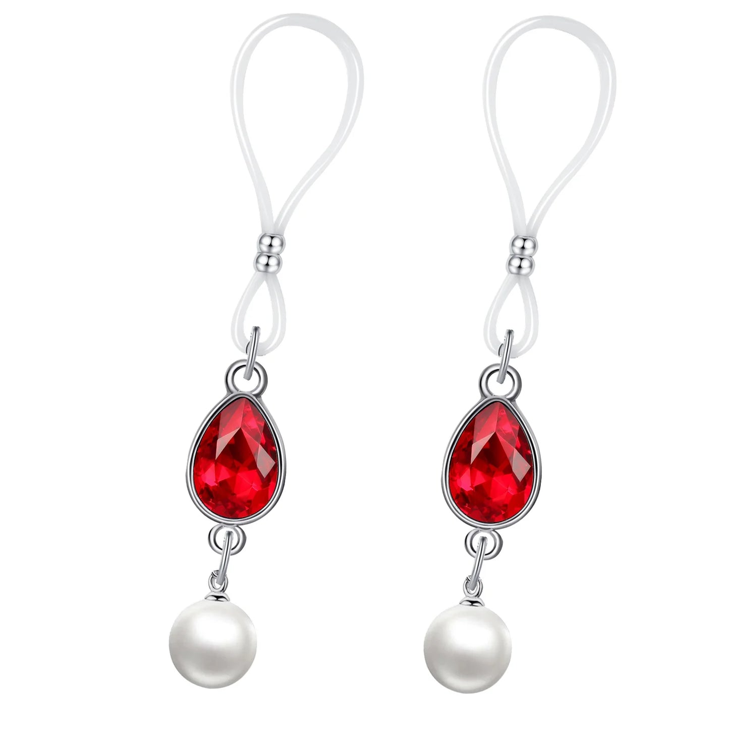 Adjustable Faux Nipple Piercing Jewelry With Pearls - Non Pierced Nipple Noose Rings