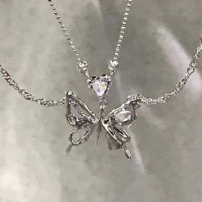 Y2K Purple Crystal Heart Pendant Necklace for Trendy Women AY5786201AY