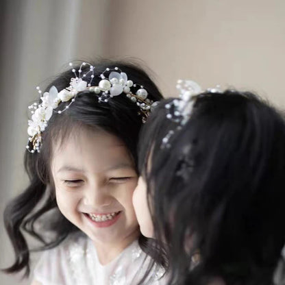 Handmade Crystal Pearl Flower Tiara for Women and Girls - Elegant Bohemian Wedding Hair Accessory