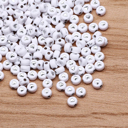 Chic Black Acrylic Beads with Gold Heart Design for Jewelry Crafting