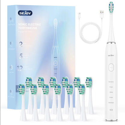SEJOY Sonic Electric Toothbrush Oral Cleaning IPX7 5 Modes WHITE United States