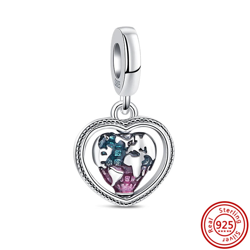 925 Silver Lucky Crown Butterfly Heart Family Tree Beads