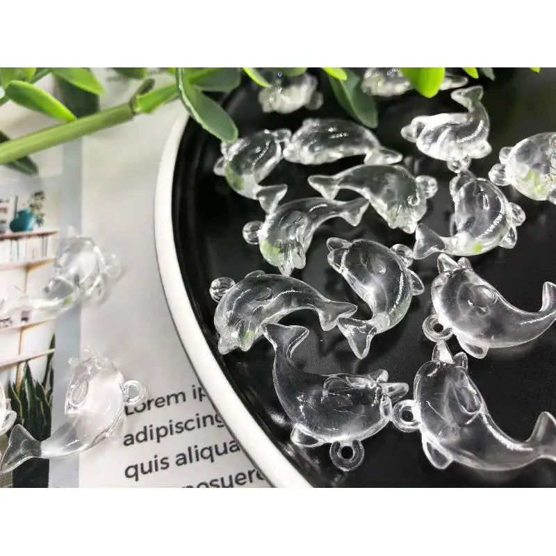 Kawaii Acrylic Dolphin Charms for DIY Jewelry Making - 10 Piece Set 10pcs clear