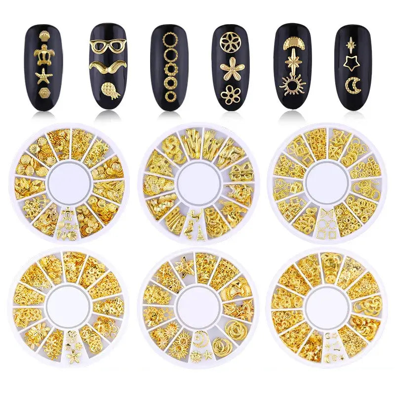 Resin Filling Metal Rivet Moon Stars Nail Art Decorations Mixed Beach Ocean Style Jewelry DIY Charms