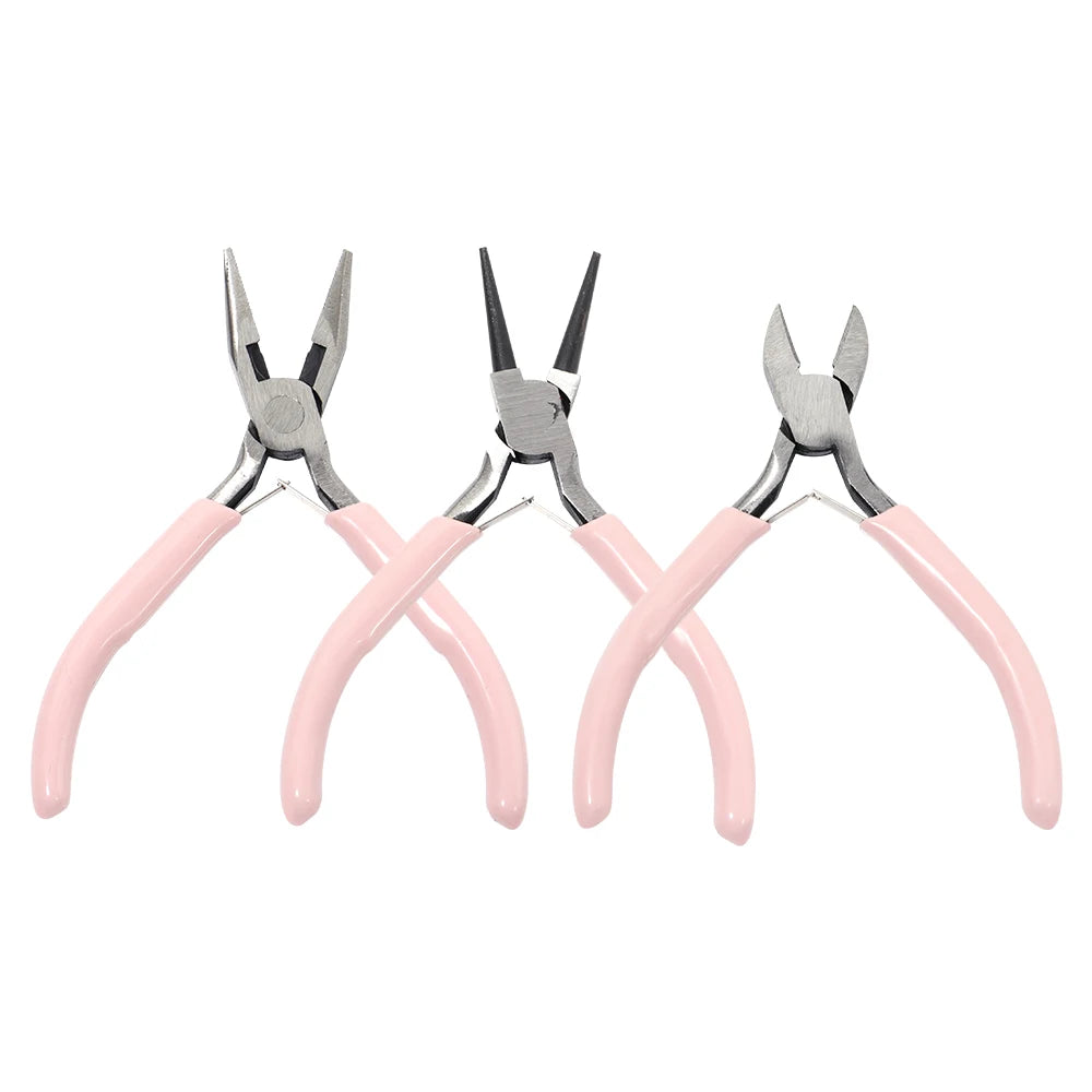 Versatile 3-Color Metal Pliers Kit for Jewelry Making and DIY Crafting