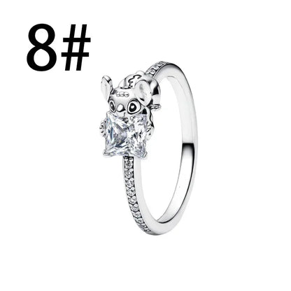 925 Sterling Silver Mermaid Angel Crown Charm Set with Zircon Beads Ring Earrings and Bracelet Jewelry Collection 2025