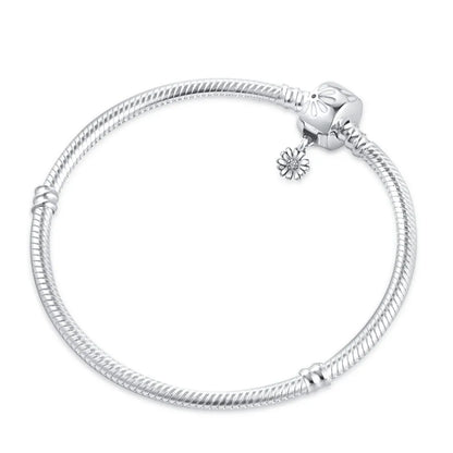Sterling Silver 925 Heart and Flower Bracelet with White Zircon Adjustable 16-21CM Z014