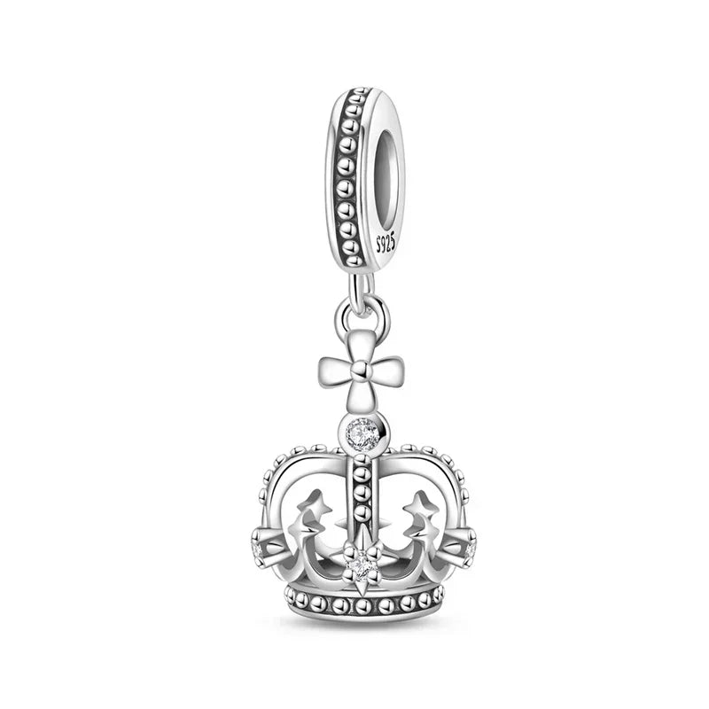 925 Sterling Silver Mermaid Angel Crown Charm Set with Zircon Beads Ring Earrings and Bracelet Jewelry Collection 2025