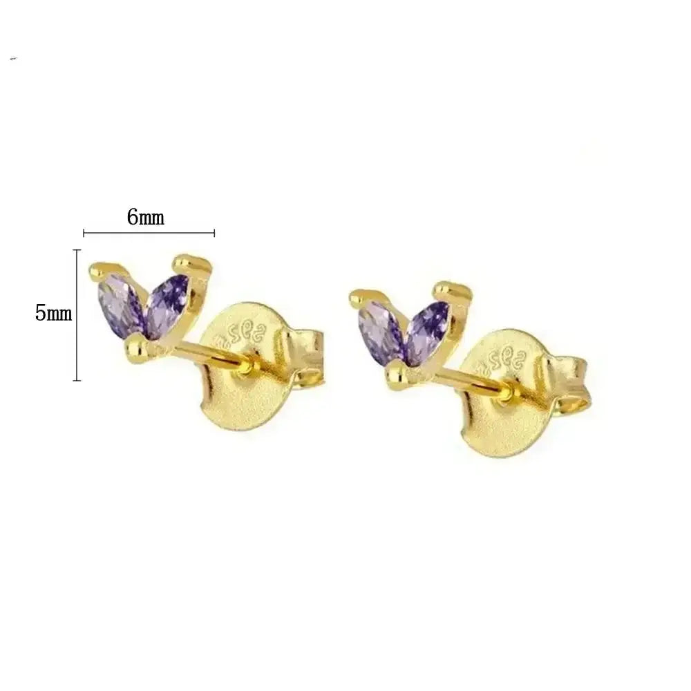 925 Sterling Silver Tiny Stud Earrings Colorful Crystal Luxury Jewelry LN0132-7