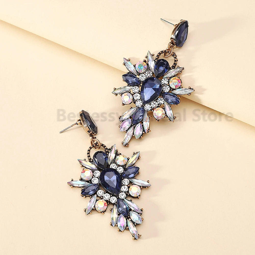 Elegant Rhinestone Drop Earrings for Women - Luxury Chandelier Design for Weddings and Parties