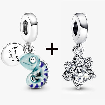 Chameleon and Turtle Pendant Beads for Charm Bracelets Jewelry Gift BD38