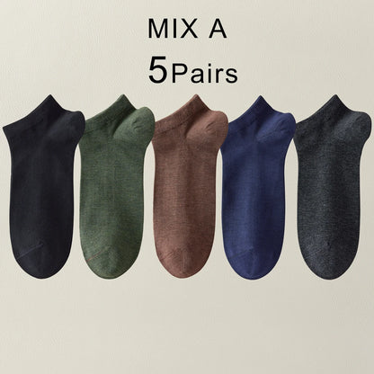 5 Pairs Bamboo Fiber Men No Show Breathable Ankle Socks