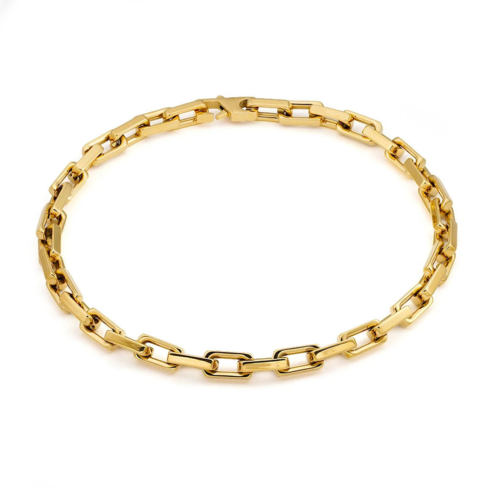 Enfashion Women's 18K Gold Plated Square Chunky Chain Necklace and Bracelet Set