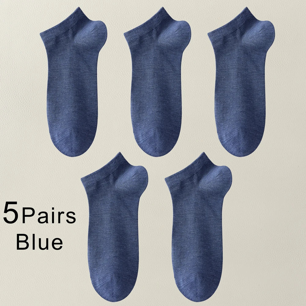 5 Pairs Bamboo Fiber Men No Show Breathable Ankle Socks