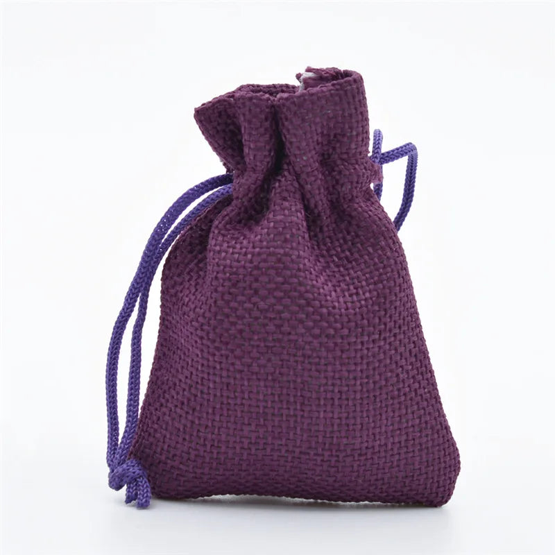 Colorful Cotton Jute Gift Pouches Set of 50 - Customizable Storage Bags for Jewelry and Accessories