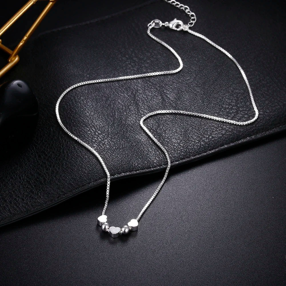 Elegant Heart Charm Silver Necklace for Women Fashion Pendant Jewelry Gift
