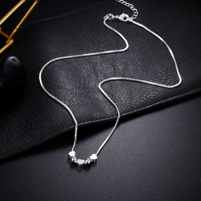 Elegant Heart Charm Silver Necklace for Women Fashion Pendant Jewelry Gift