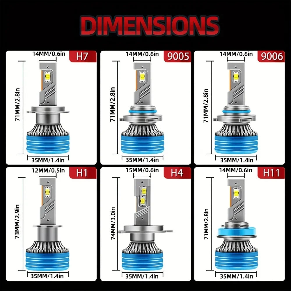 Ultra-Bright LED Headlight Bulbs 9005/9006/H11 H4 H7 Easy Install 6000K Canbus Error-Free 250W CSP Chip