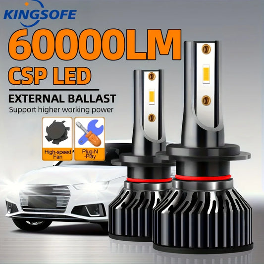 High Power LED Canbus No Error Headlights 120W 60000LM CSP Chip Universal Fit