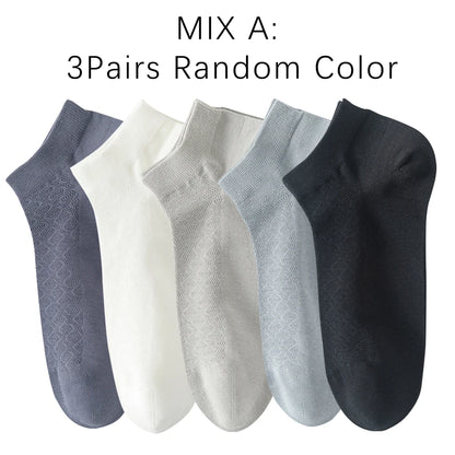 Men Cotton Ankle Socks 3 Pairs Breathable Mesh Lightweight