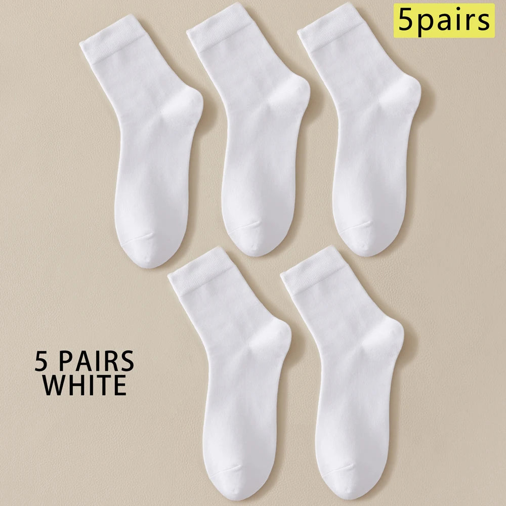 5 Pairs Bamboo Crew Socks Men Anti Odor Lightweight Non Slip