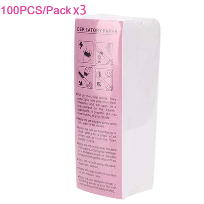 Premium Non-Woven Fabric Waxing Strips for Smooth Leg Hair Removal - Available in 20, 50, 100 Packs