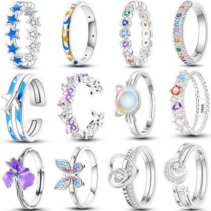 Zircon Diamond 925 Sterling Silver Women's Ring Elegant Fine Jewelry