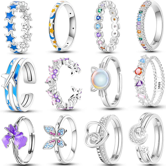 Zircon Diamond 925 Sterling Silver Women's Ring Elegant Fine Jewelry