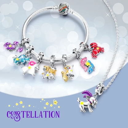 Zodiac Glow In Dark 925 Sterling Silver Charm Beads