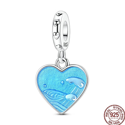 925 Sterling Silver Heart Family Charm Bead With Zircon