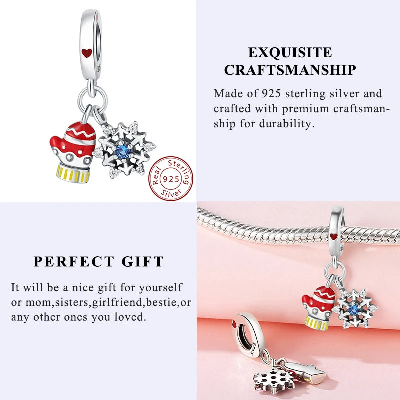 Sterling Silver Snowman Charm Beads for Bracelets Jewelry Gift