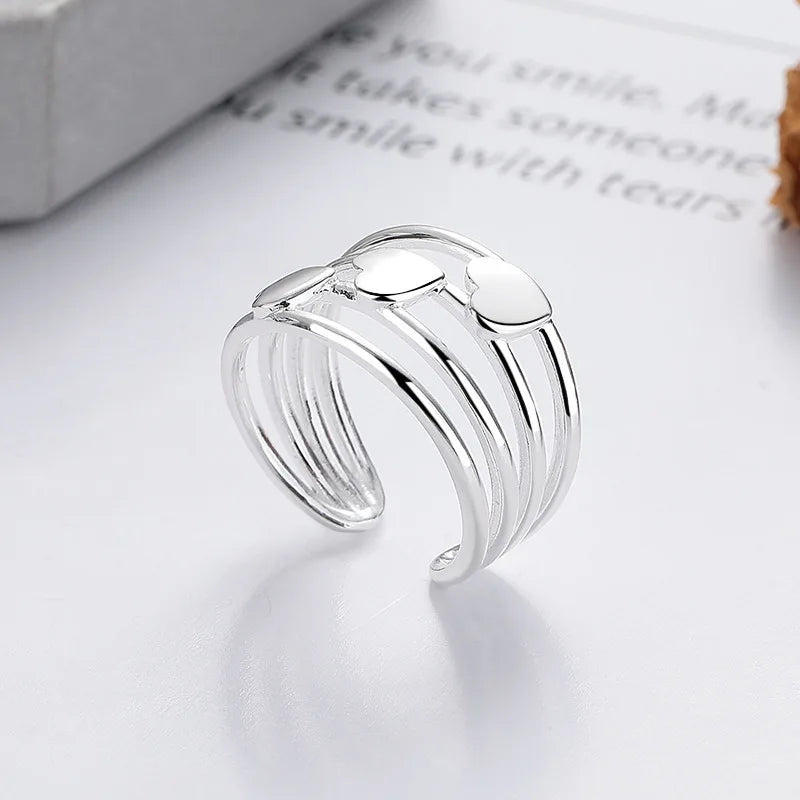 Elegant 925 Sterling Silver Heart Stackable Engagement Rings for Women