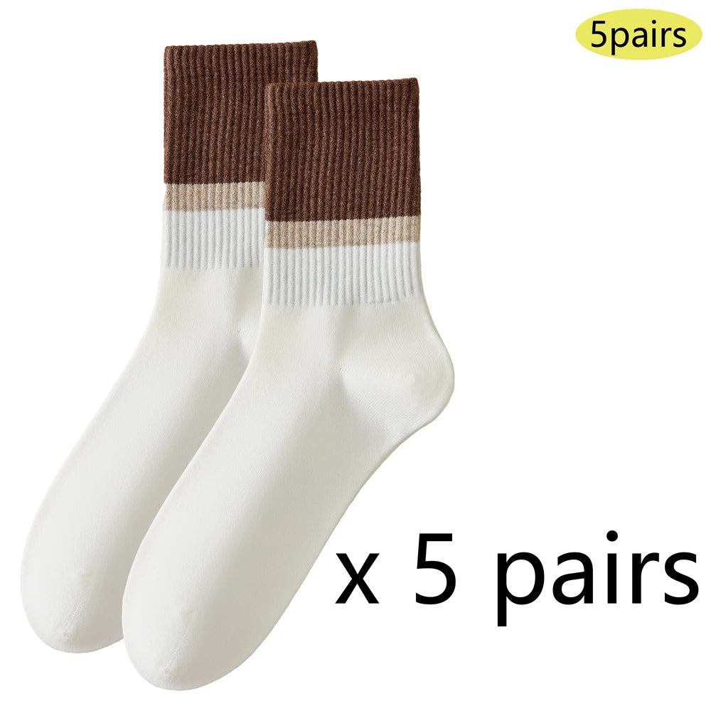 5 Pairs Antibacterial Thermal Wool Socks Men Thick Crew
